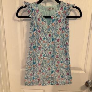 Vineyard Vines Floral Ruffle Sleeve Top